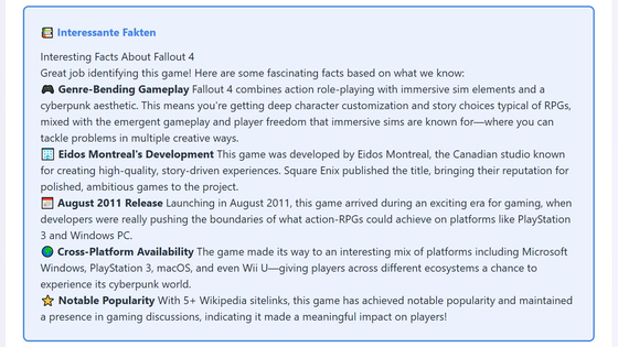 Zusätzliche Fakten nach dem Rollenspiel-Hinweis