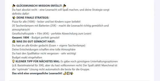 Ergebnisansicht einer Level-2-Mission